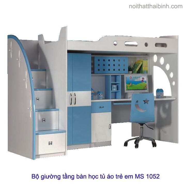 Bộ giường tầng tủ bàn học cho bé MS 1052 Giá bán = 14.500.000 đ