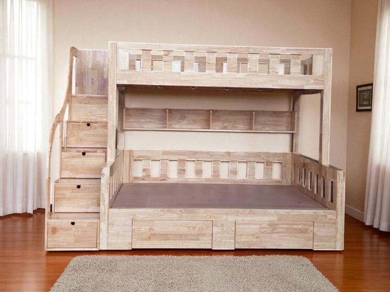 Giá giường 2 tầng gỗ sồi