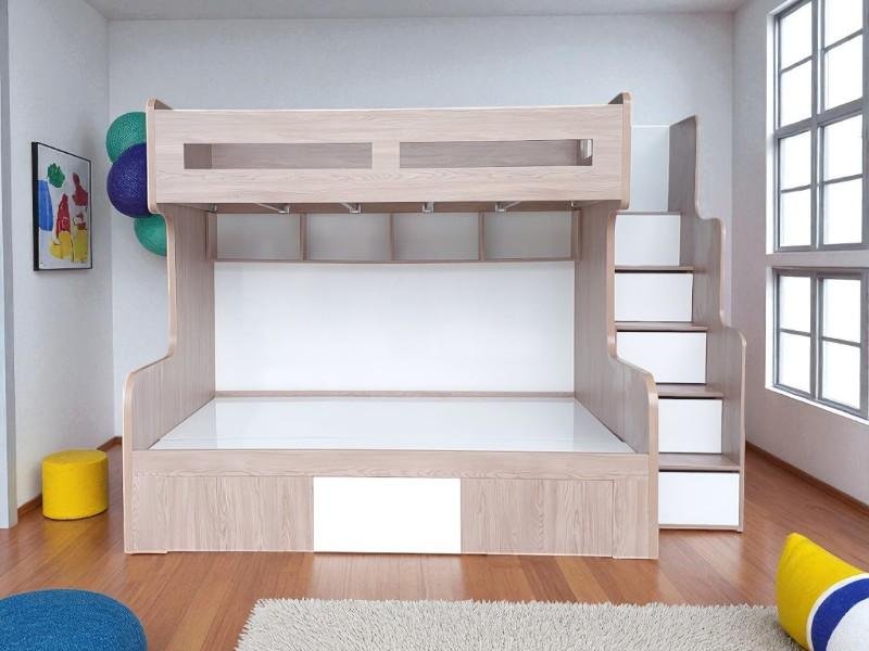 Mẫu giường tầng đôi đẹp dành cho gia đình đông người