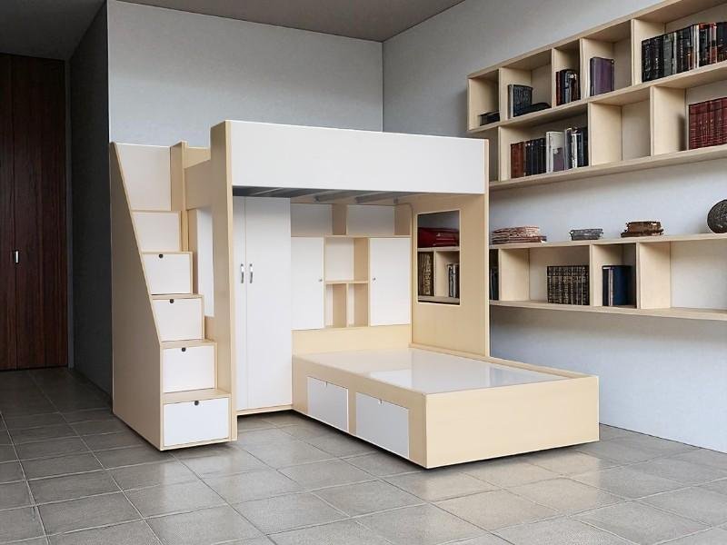 Mẫu giường tầng kèm cầu trượt cho trẻ năng động