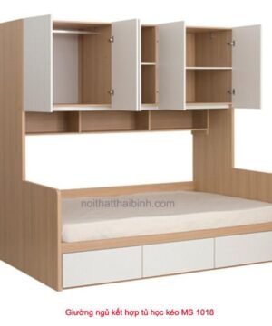 Giường ngủ kết hợp tủ và ngăn kéo MS 1018 Giá bán = 10.500.000 đ - Tặng nệm AMERICAN kèm theo giường