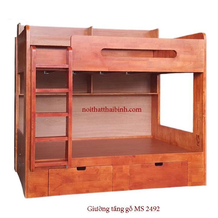 Giường 2 tầng gỗ cao su MS 2492