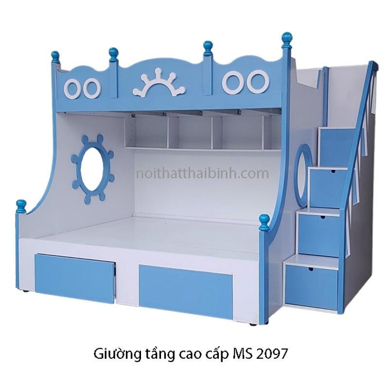 Giường tầng bé trai màu xanh MS 2097