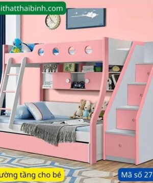 Giường tầng màu hồng cho bé MS 2740