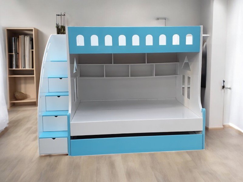 Bí quyết sắp xếp đồ đạc dưới chân cầu thang giường tầng