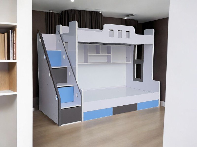 Bí quyết sắp xếp đồ đạc dưới chân cầu thang giường tầng