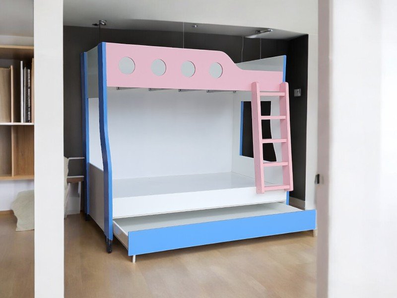 Cách kết hợp giường tầng với kệ sách sáng tạo