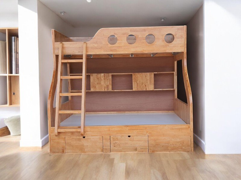 Cách kết hợp giường tầng với kệ sách sáng tạo