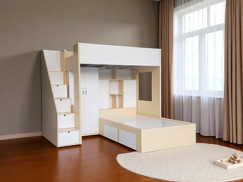 Ý tưởng lưu trữ đồ đạc dưới gầm giường tầng