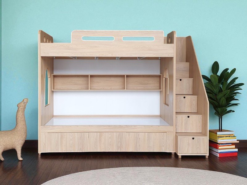 Ý tưởng lưu trữ đồ đạc dưới gầm giường tầng