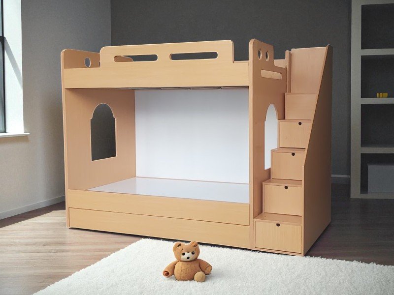 Giường Tầng Gỗ Tự Nhiên Tiện Nghi Cho Trẻ