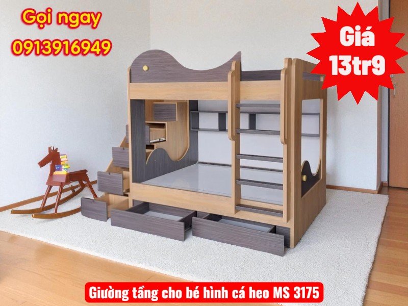 Giường tầng cho bé hình cá heo