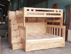 Mẫu giường tầng gỗ tự nhiên cho bé trai