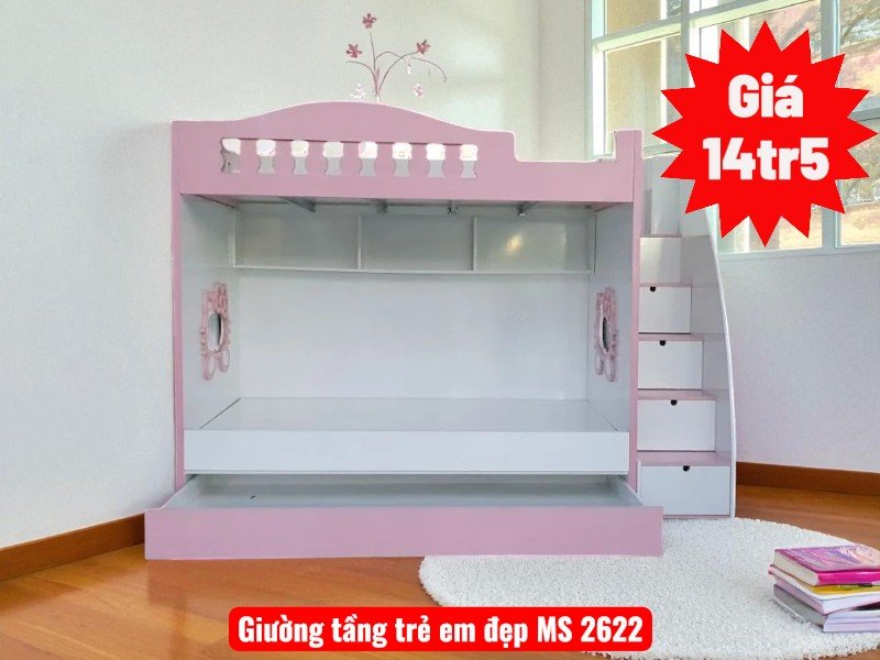 Giường Tầng Hello Kitty Đáng Yêu Cho Bé Gái