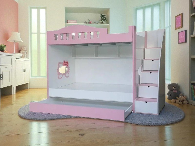 Giường Tầng Hello Kitty Đáng Yêu Cho Bé Gái