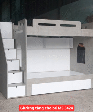 Giường tầng cho bé có ngăn kéo MS 3424