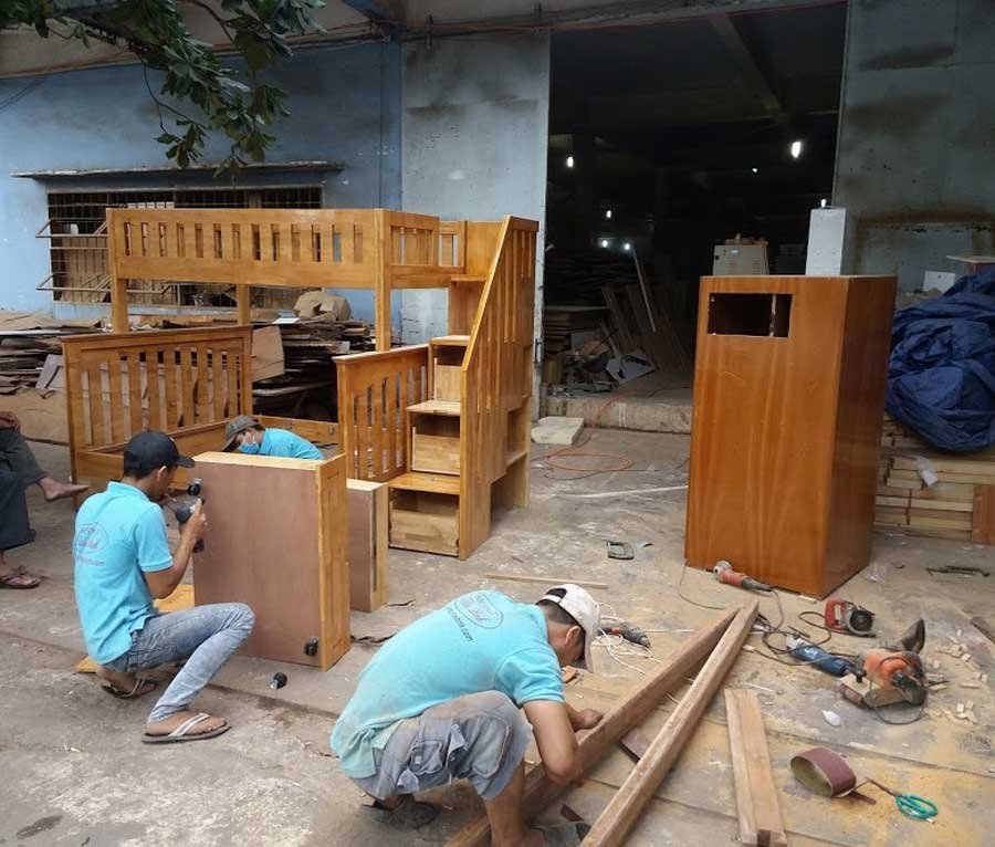 Giường tầng gỗ cao su MS 9080 - Ảnh 3
