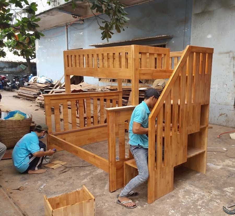 Giường tầng gỗ cao su MS 9080 - Ảnh 4