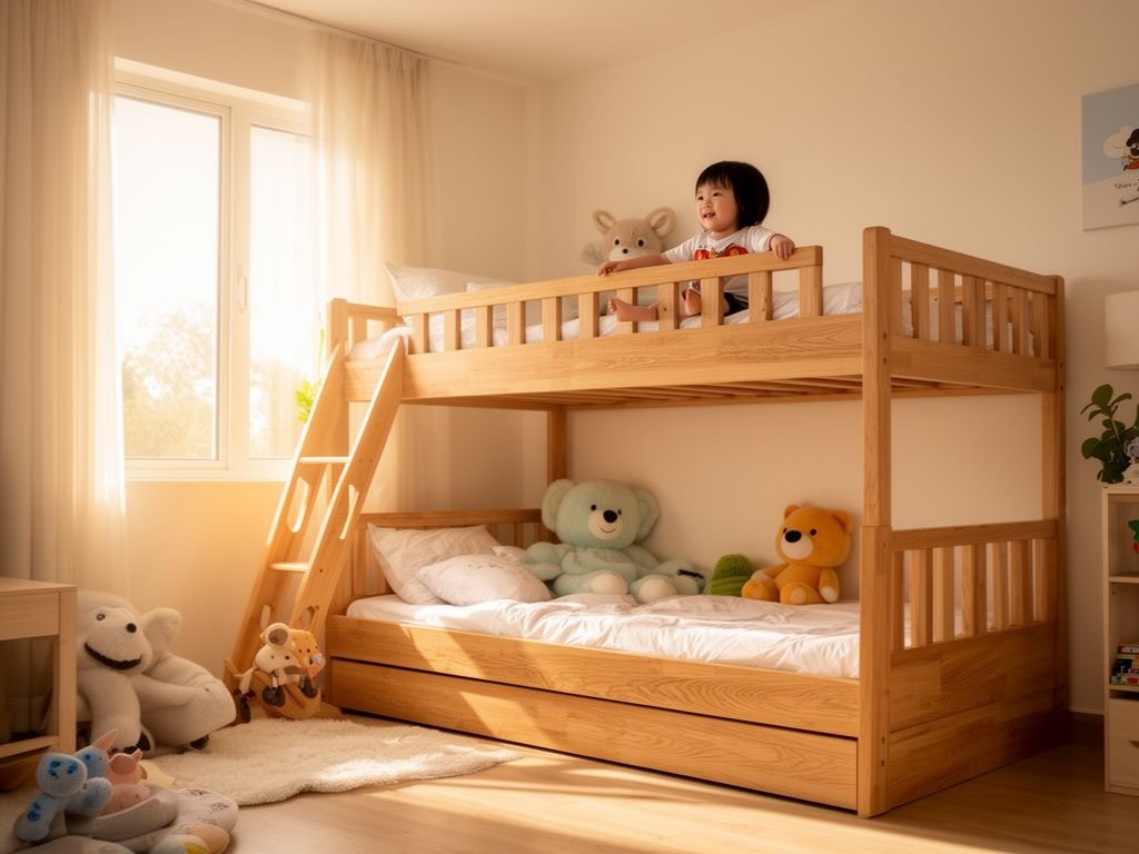 Giường tầng gỗ sồi nhập khẩu tốt - hình 1