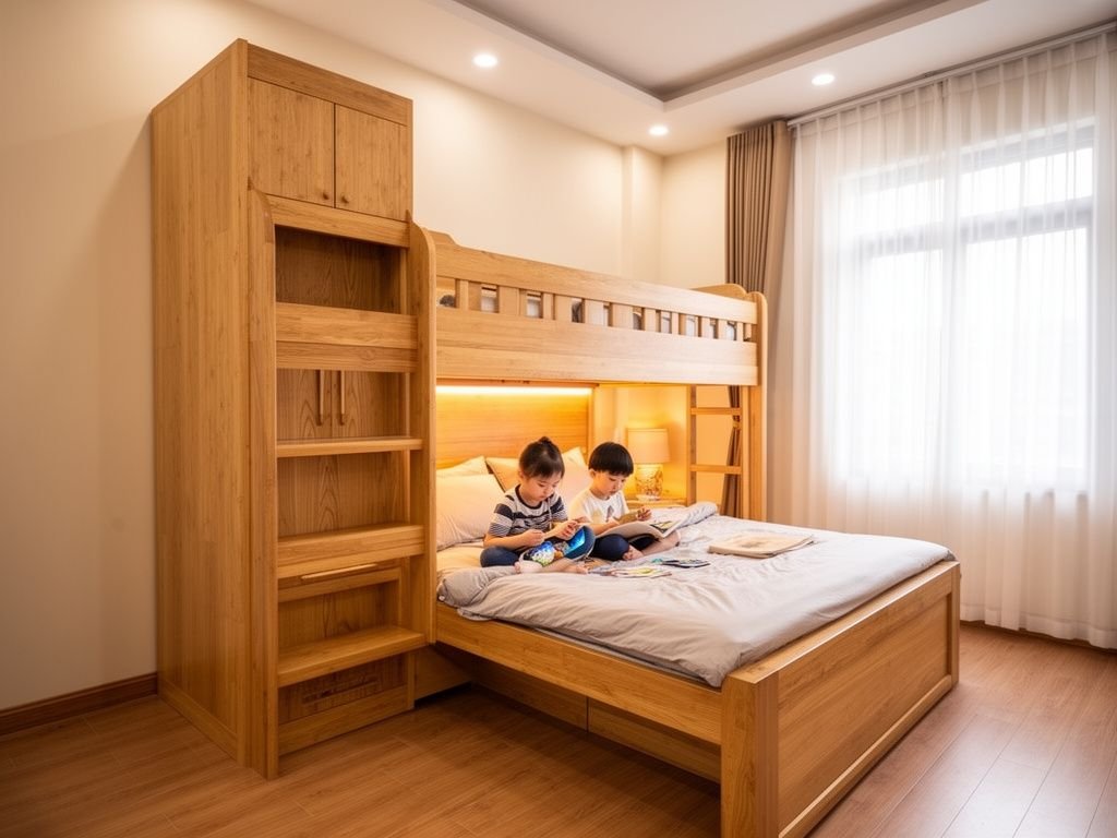 Giường tầng gỗ sồi nhập khẩu tốt - hình 3