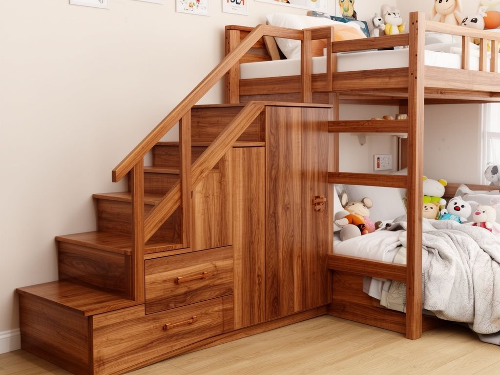 10 mẫu giường tầng có cầu thang tủ quần áo - hình 2