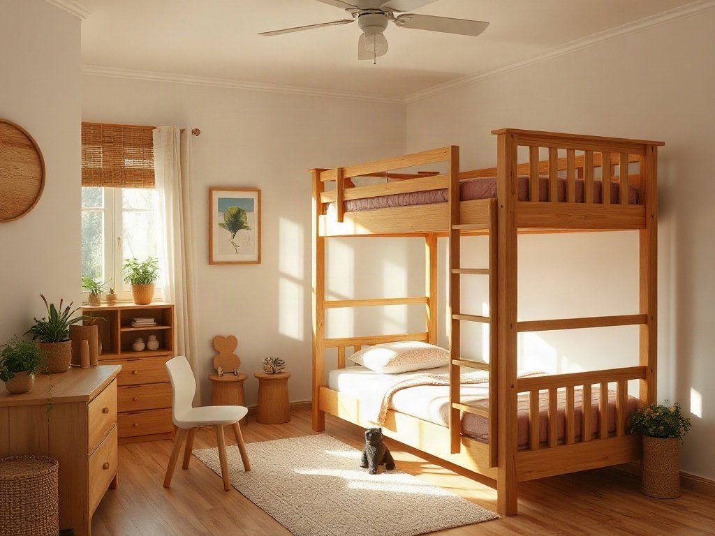 Giường tầng gỗ tự nhiên giá tốt - hình 1