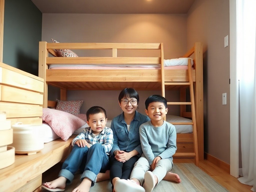 Giường tầng gỗ tự nhiên giá tốt - hình 3