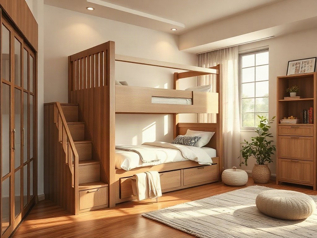Giường tầng gỗ trẻ em giá tốt - hình 2