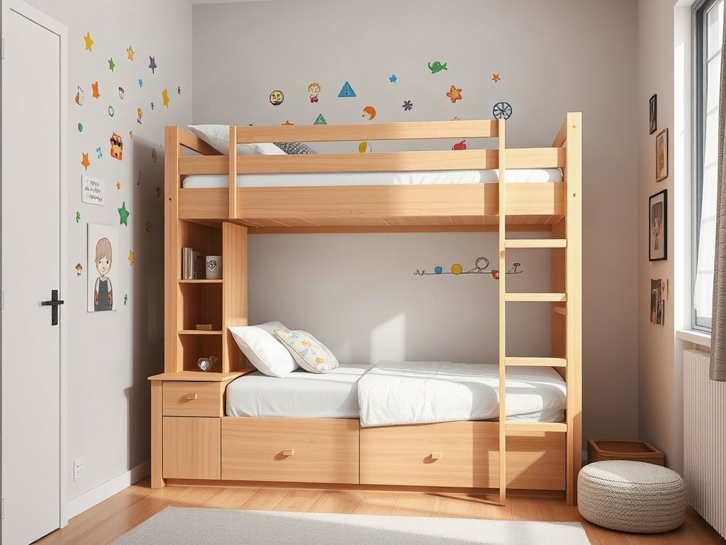 Giường tầng gỗ cho bé giá rẻ - hình 3