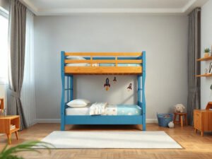 Giường tầng cho bé trai màu xanh - hình 1