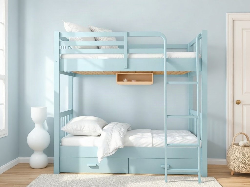 Giường tầng cho bé trai màu xanh - hình 5