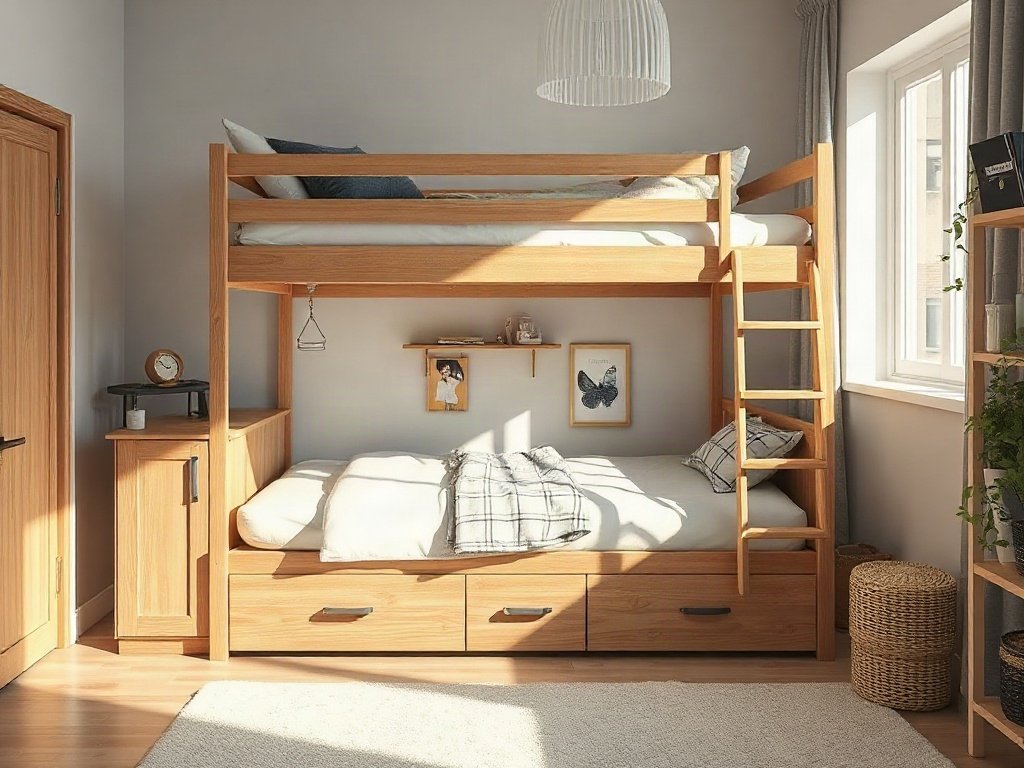 Giường tầng gỗ thông giá tốt - hình 3