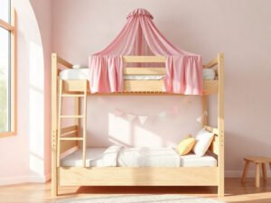 Giường tầng cho bé gái có màn - hình 1
