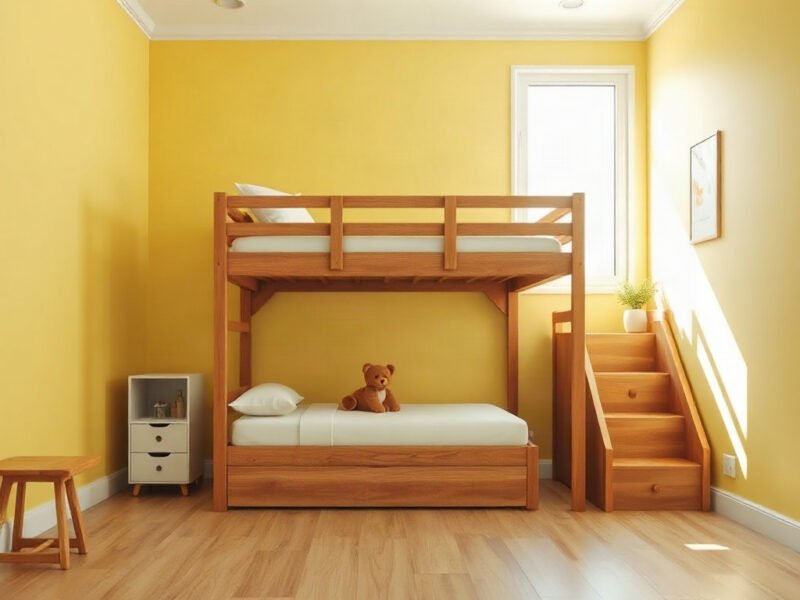 Giường tầng gỗ tự nhiên giá rẻ - hình 1