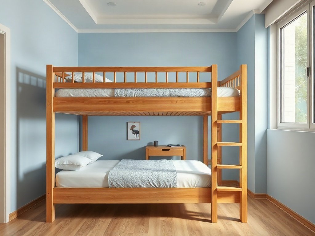 Giường tầng gỗ tự nhiên giá rẻ - hình 3
