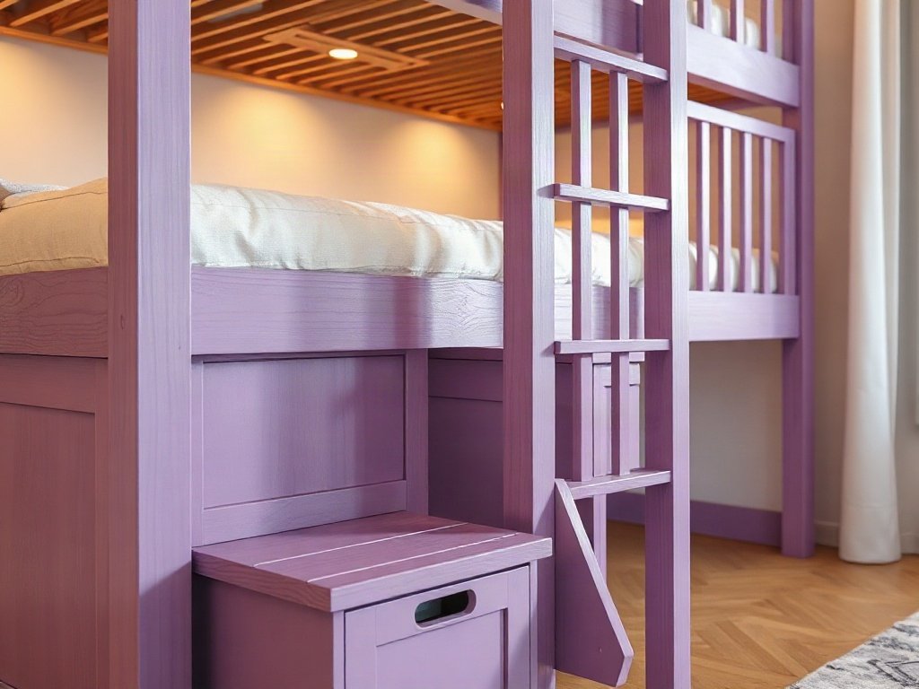Giường tầng cho bé gái màu tím - hình 3