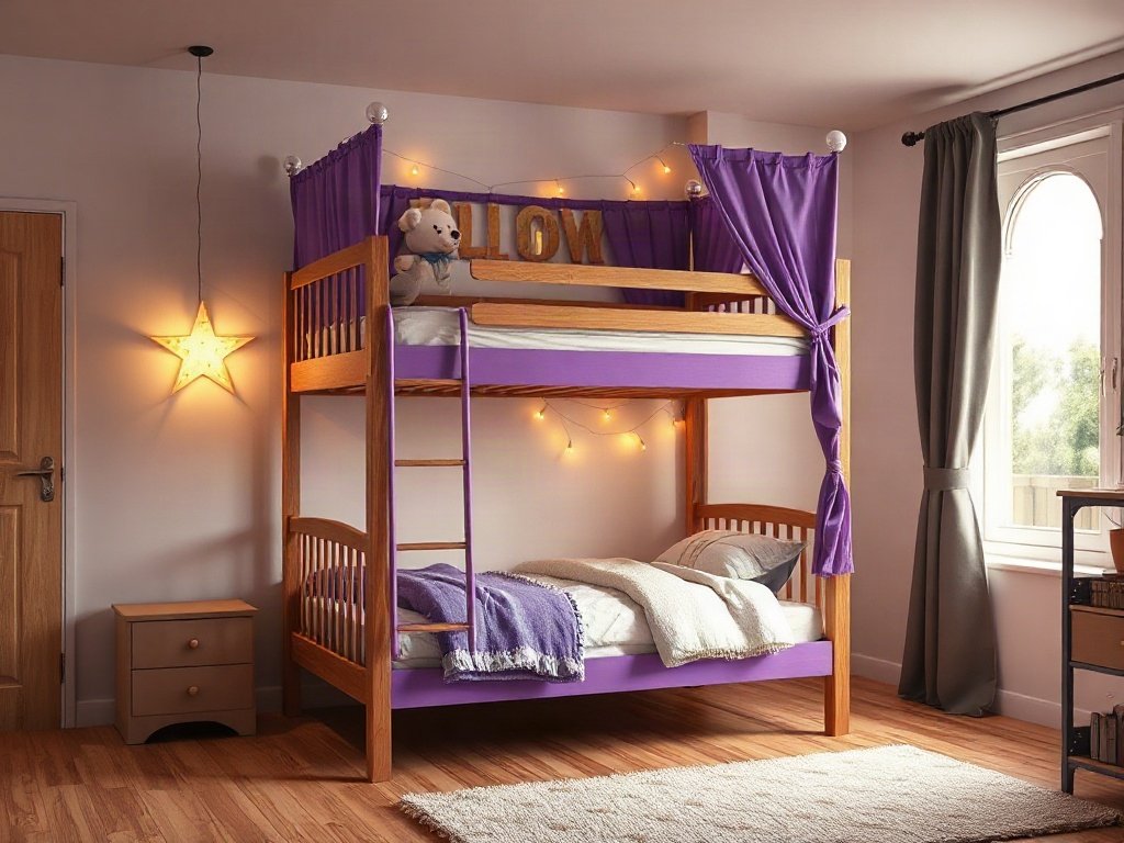 Giường tầng cho bé gái màu tím - hình 4