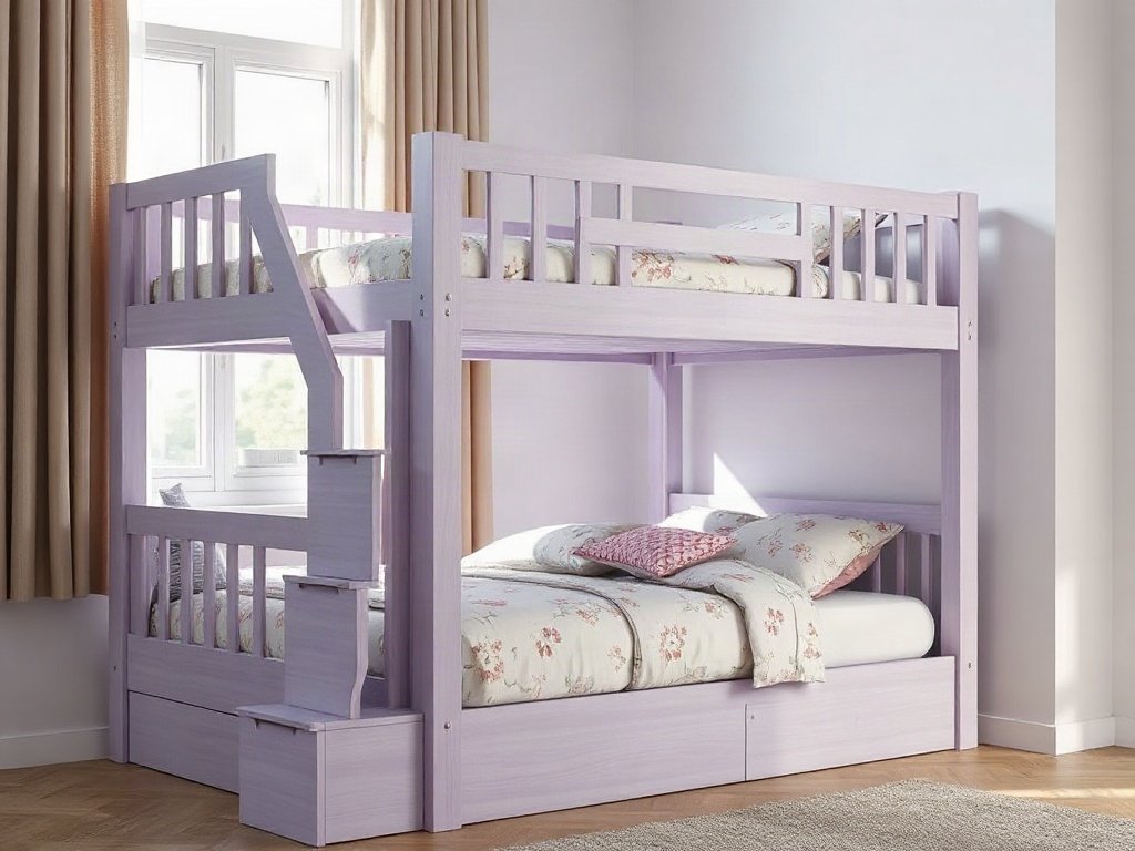 Giường tầng cho bé gái màu tím - hình 5