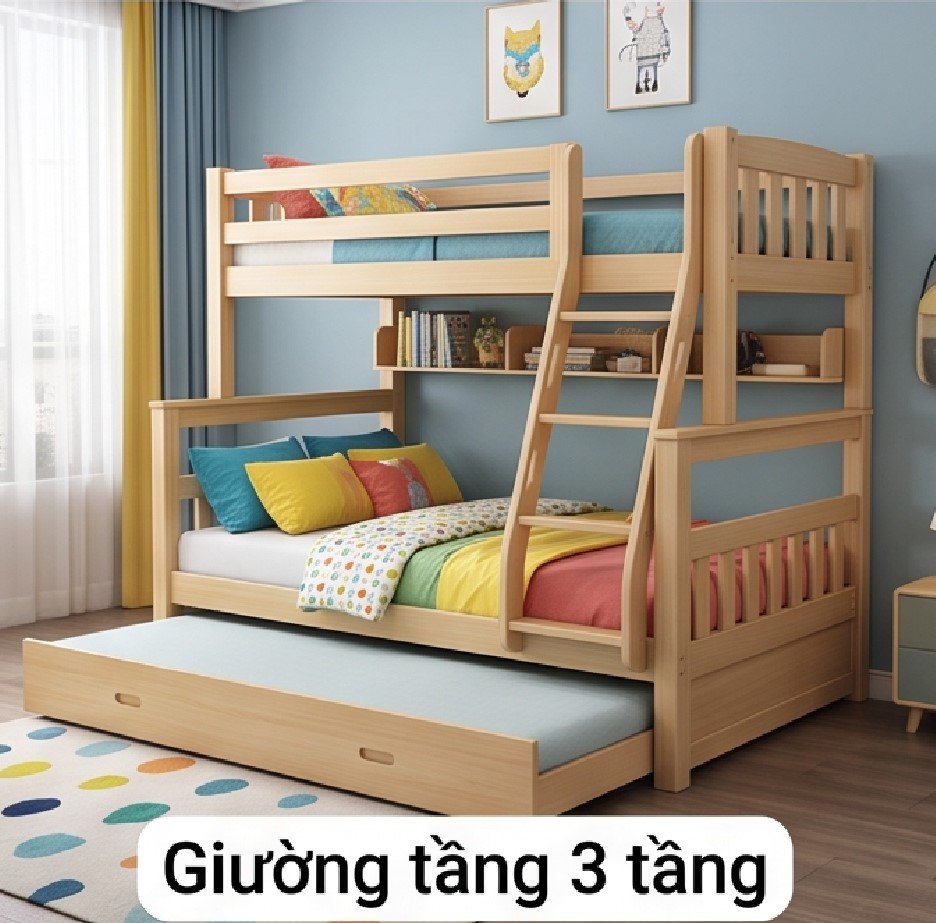 Giường tầng thông minh 3 tầng kéo tiết kiệm diện tích