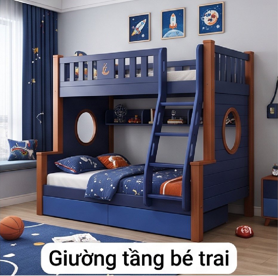 Giường tầng trẻ em hiện đại cá tính cho bé trai