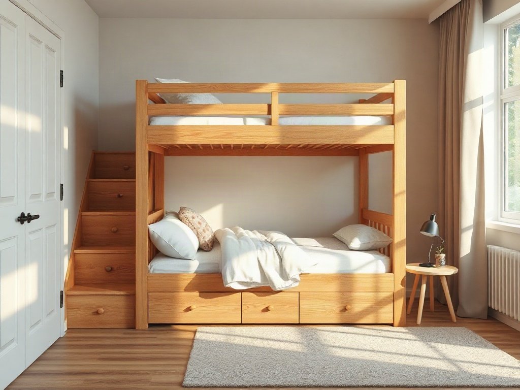 Giá giường tầng trẻ em gỗ - hình 2