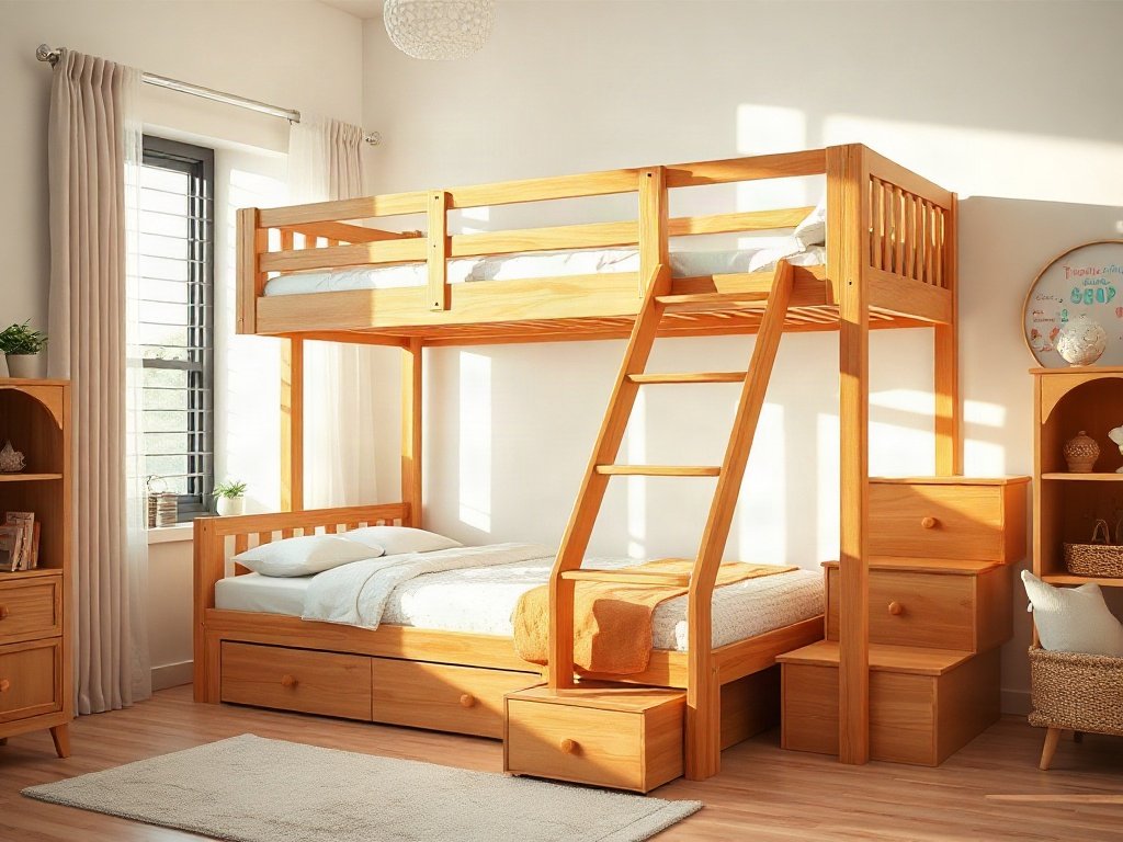 Giường tầng gỗ tự nhiên giá tốt nhất - hình 1