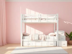 Giường tầng cho bé gái màu trắng - hình 1