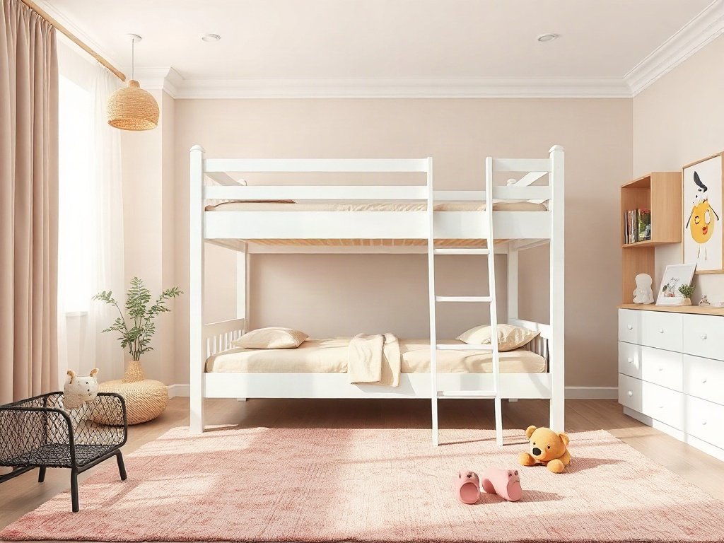 Giường tầng cho bé gái màu trắng - hình 4